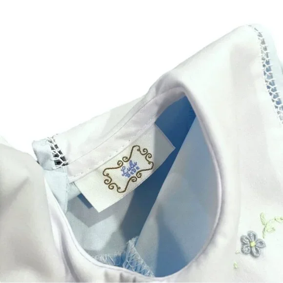 NEW Lulu Bebe 12m Blue Embroidered Collar Dress - Picture 5 of 6